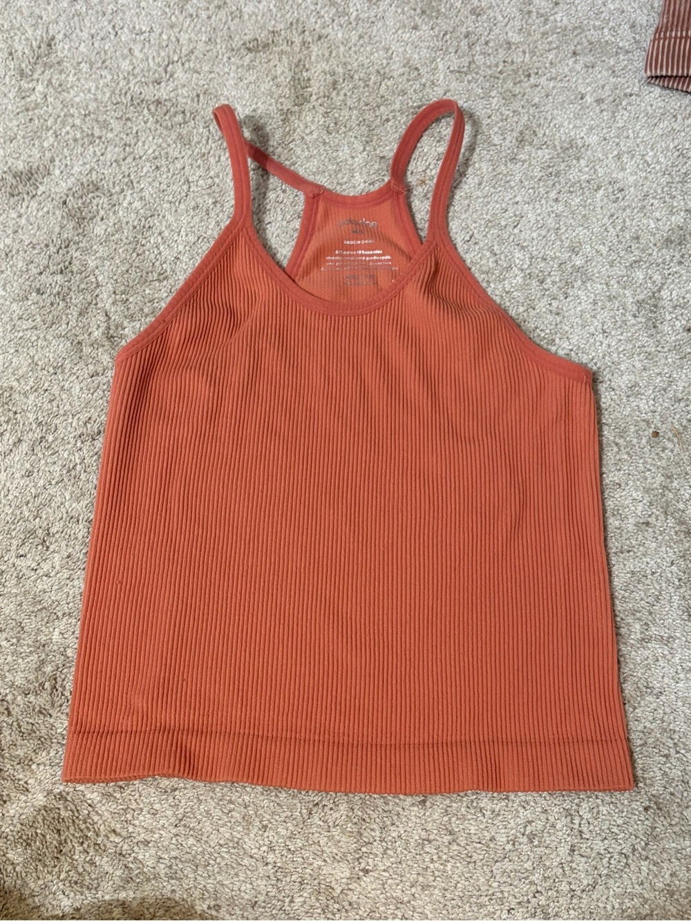 Ribbed Racerback Tank Top in Rust